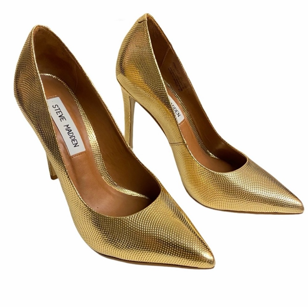 Steve Madden Pointed Gold Metallic High Heel Pumps